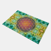 Blume des Lebens - Gold - Fraktal 2 Fußmatte (Schrägansicht)