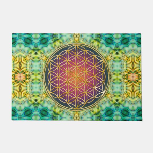 Blume des Lebens - Gold - Fraktal 2 Fußmatte (Vorderseite)