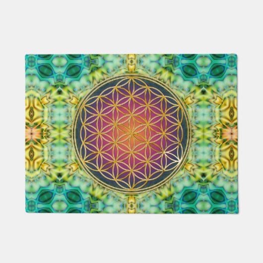 Blume des Lebens - Gold - Fraktal 2 Fußmatte (Vorderseite)