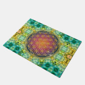 Blume des Lebens - Gold - Fraktal 2 Fußmatte (Schrägansicht)