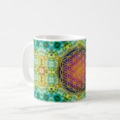 Blume des Lebens - Gold - Fraktal 2 Kaffeetasse (Vorderseite Links)