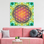 Blume des Lebens - Gold - Fraktal 2 Leinwanddruck (Insitu (Wohnzimmer))