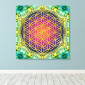 Blume des Lebens - Gold - Fraktal 2 Leinwanddruck (Insitu (Holzboden))