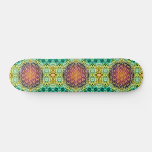 Blume des Lebens - Gold - Fraktal 2 Skateboard (Horizontal)