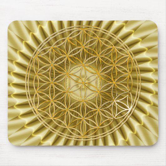 Blume des Lebens | Gold, groß, leicht Mousepad (Vorne)