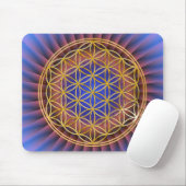Blume des Lebens | Gold, groß, leichtes Licht Mousepad (Mit Mouse)