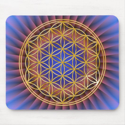 Blume des Lebens | Gold, groß, leichtes Licht Mousepad (Vorne)