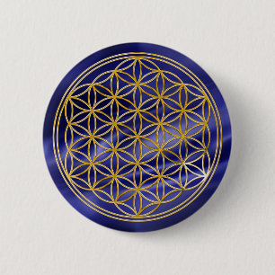 Blume des Lebens Gold, klein Button