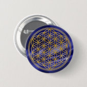 Blume des Lebens | Gold, klein Button (Vorne & Hinten)