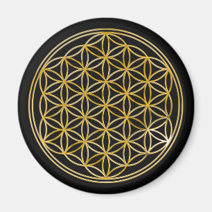 Blume des Lebens gold, klein Magnet