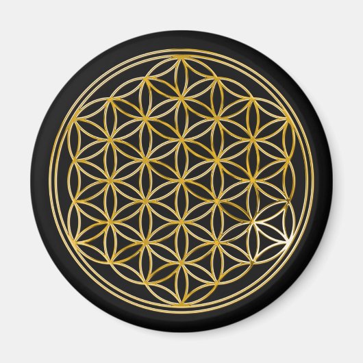 Blume des Lebens | Gold, klein Magnet (Vorne)