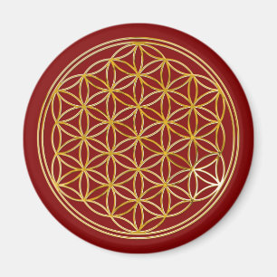 Blume des Lebens Gold, klein Magnet