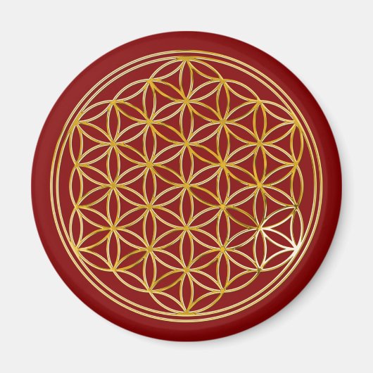 Blume des Lebens | Gold, klein Magnet (Vorne)