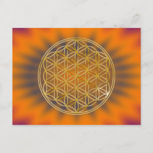 Blume des Lebens Gold, klein Postkarte