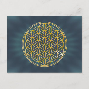 Blume des Lebens   Gold, klein Postkarte