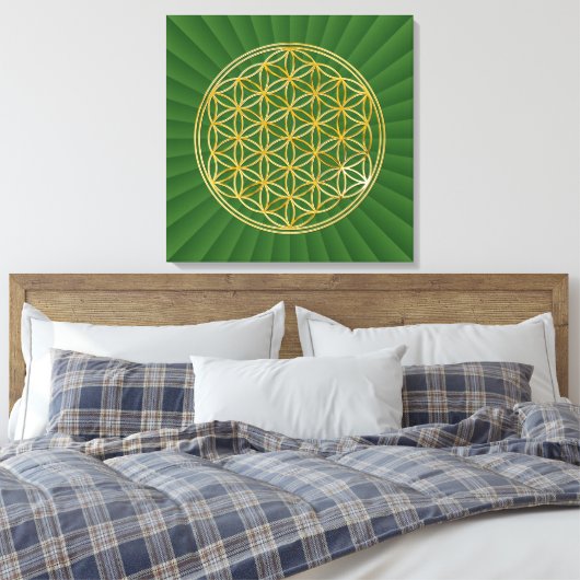 BLUME DES LEBENS - Gold Leinwanddruck (Insitu (Schlafzimmer))