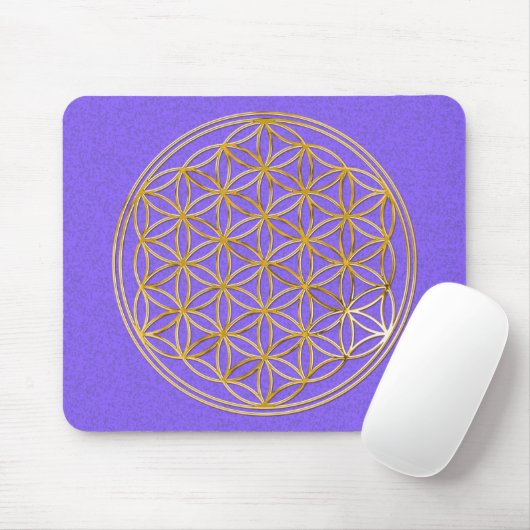 Blume des Lebens / gold lila Spritzer BG Mousepad (Mit Mouse)