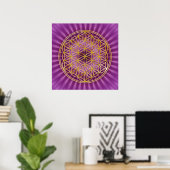Blume des Lebens | Gold, Magenta-Glanz Poster (Heimbüro)