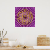 Blume des Lebens | Gold, Magenta-Glanz Poster (Küche)