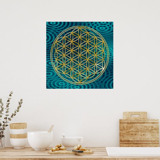 BLUME DES LEBENS - Gold Poster (Küche)