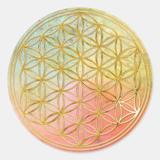 BLUME DES LEBENS - Gold Runder Aufkleber (Vorderseite)