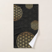 Blume des Lebens, Gold und Schwarz Badhandtuch Set (Handtuch)