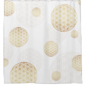 Blume des Lebens - Gold und Weiß Duschvorhang (Vorderseite)