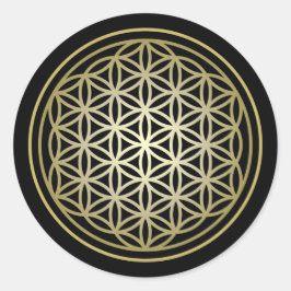 Blume des Lebens - Gold Version 2 Runder Aufkleber