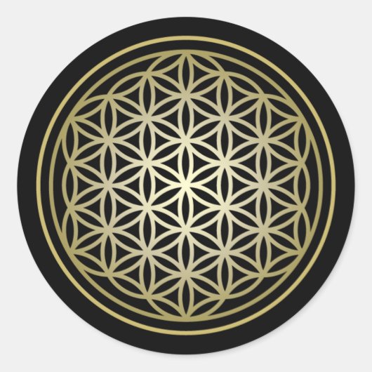 Blume des Lebens - Gold Version 2 Runder Aufkleber (Vorderseite)