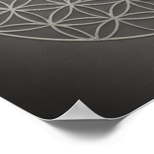Blume des Lebens Graues Pewter Poster (Ecke)