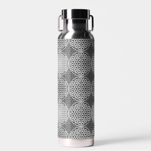 BLUME DES LEBENS - Graumuster Trinkflasche (Vorne)