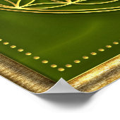 Blume des Lebens - grün - Gold Poster (Ecke)