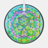 Blume des Lebens Grün Ornament Aus Glas (Vorderseite)