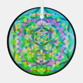 Blume des Lebens Grün Ornament Aus Glas (Rückseite)
