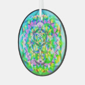 Blume des Lebens Grün Ornament Aus Glas (Vorderseite links)