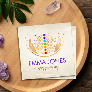 Blume des Lebens, heilende Hände, Chakren Quadratische Visitenkarte
