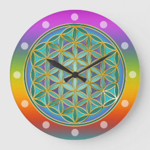 BLUME DES LEBENS - Heilige Geometrie Design 1 Große Wanduhr