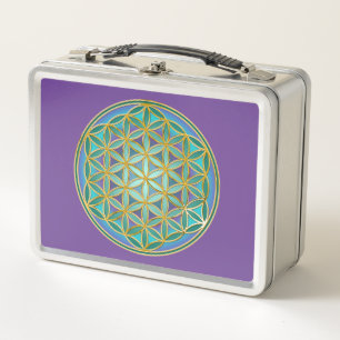 BLUME DES LEBENS - Heilige Geometrie Design 1 Metall Brotdose