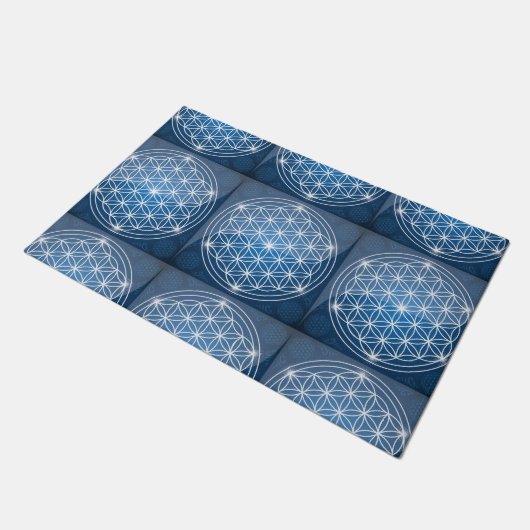 Blume des Lebens Heilige Geometrie formt Samen des Fußmatte (Schrägansicht)