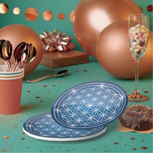 Blume des Lebens Heilige Geometrie formt Samen des Pappteller (Multi)