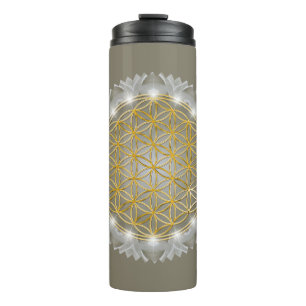 BLUME DES LEBENS - Heilige Geometrie Licht 1 Thermosbecher