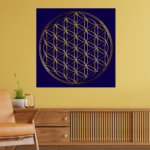 BLUME DES LEBENS - Heilige Geometrie Symbol gold 2 Poster