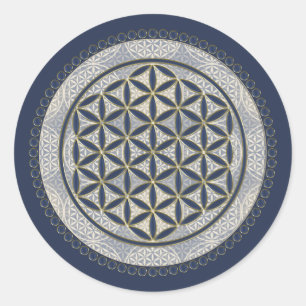BLUME DES LEBENS - Heilige Geometrie Symbol Kunst Runder Aufkleber