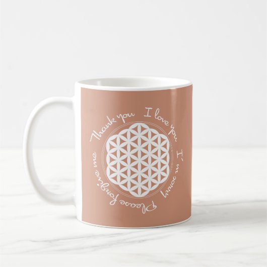 Blume des Lebens Ho'oponopono Kaffeetasse (Links)