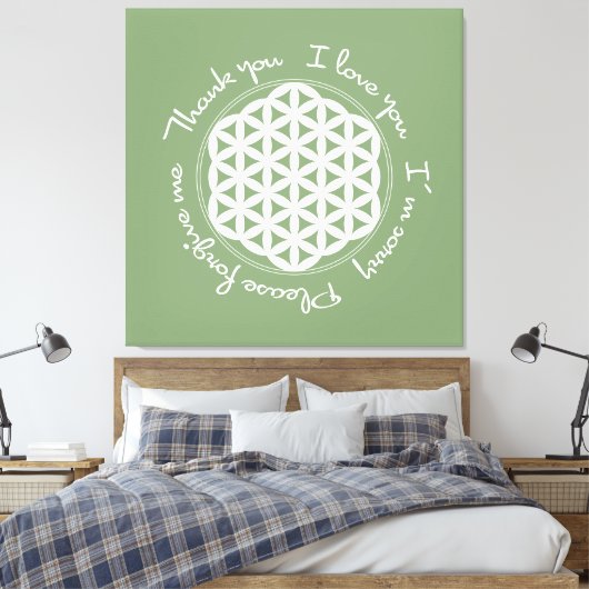 Blume des Lebens Ho'oponopono Leinwanddruck (Insitu (Schlafzimmer))