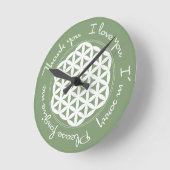 Blume des Lebens Ho'oponopono Runde Wanduhr (Winkel)