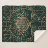 Blume des Lebens im Baum von Leben Malachit und Sherpadecke (Vorderseite (Horizontal))