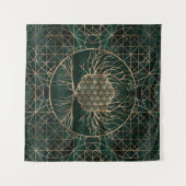 Blume des Lebens im Baum von Leben Malachit und Wandteppich (Vorderseite (Horizontal))