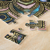 Blume des Lebens im Lotos - Marmor und Gold Puzzle (Seite)