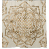 Blume des Lebens im Lotos - Pastellgolde und Duschvorhang (Vorderseite)